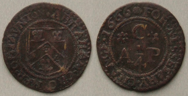 Taunton, Abraham Crocker 1666 farthing token